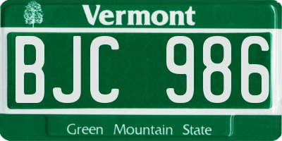 VT license plate BJC986