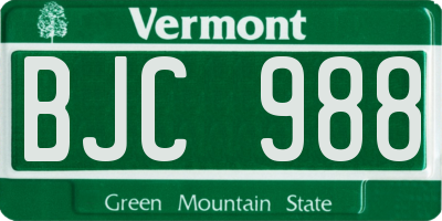 VT license plate BJC988