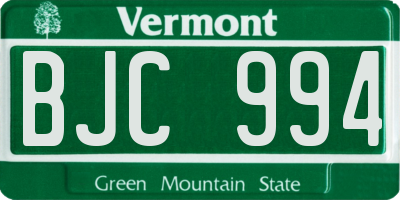 VT license plate BJC994