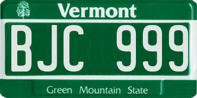 VT license plate BJC999