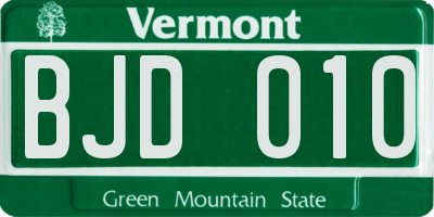 VT license plate BJD010