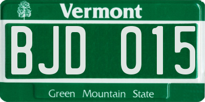 VT license plate BJD015