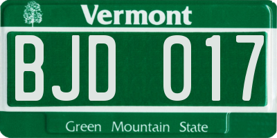 VT license plate BJD017