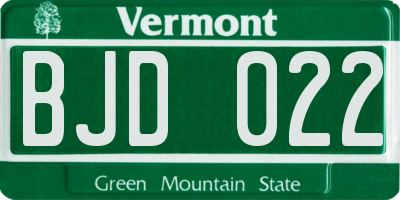 VT license plate BJD022