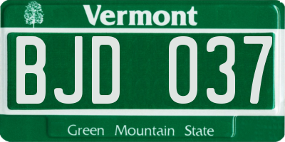 VT license plate BJD037