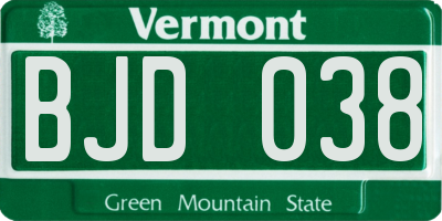 VT license plate BJD038
