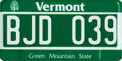 VT license plate BJD039