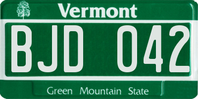VT license plate BJD042