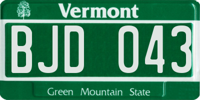 VT license plate BJD043