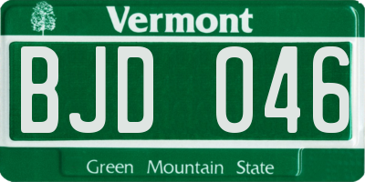 VT license plate BJD046