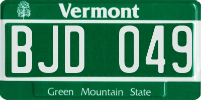 VT license plate BJD049