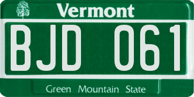 VT license plate BJD061