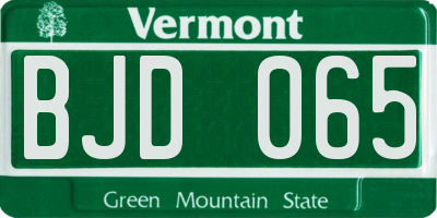 VT license plate BJD065