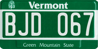 VT license plate BJD067