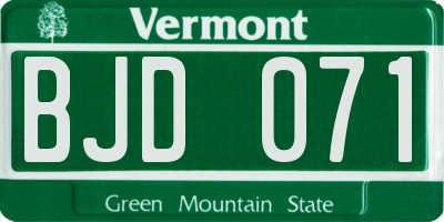 VT license plate BJD071