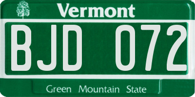VT license plate BJD072