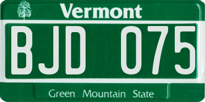 VT license plate BJD075