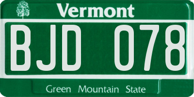 VT license plate BJD078