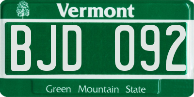 VT license plate BJD092