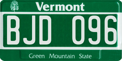 VT license plate BJD096