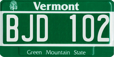 VT license plate BJD102