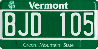 VT license plate BJD105