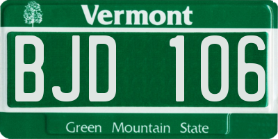 VT license plate BJD106
