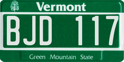 VT license plate BJD117