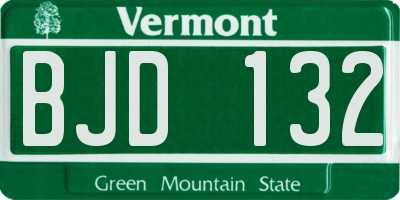 VT license plate BJD132