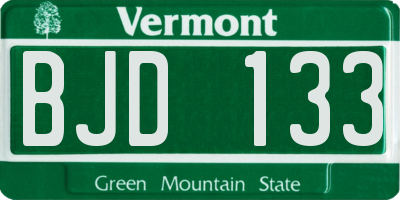 VT license plate BJD133