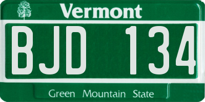 VT license plate BJD134