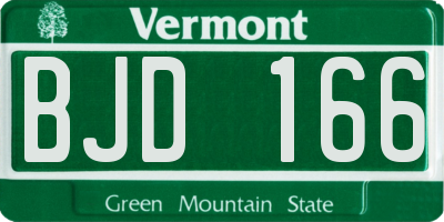 VT license plate BJD166