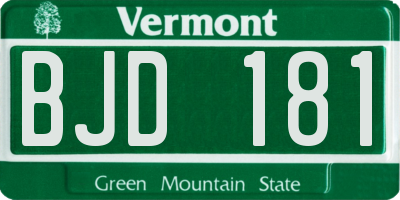 VT license plate BJD181