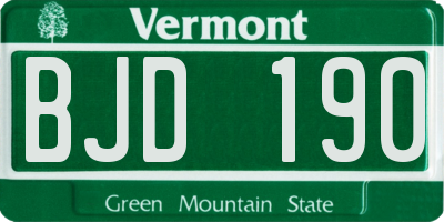 VT license plate BJD190