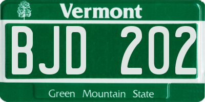 VT license plate BJD202