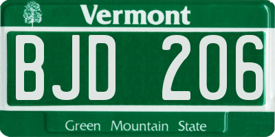 VT license plate BJD206