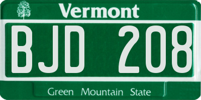 VT license plate BJD208