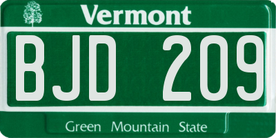 VT license plate BJD209