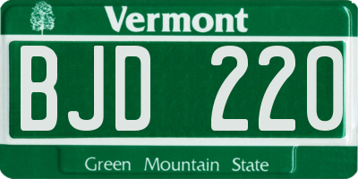VT license plate BJD220