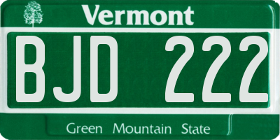 VT license plate BJD222