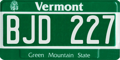 VT license plate BJD227