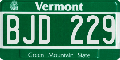 VT license plate BJD229