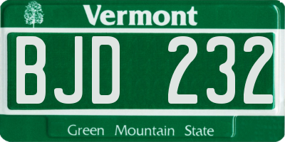 VT license plate BJD232