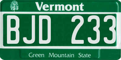 VT license plate BJD233