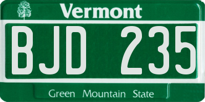 VT license plate BJD235