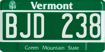 VT license plate BJD238