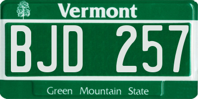 VT license plate BJD257
