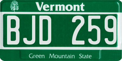 VT license plate BJD259