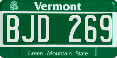 VT license plate BJD269