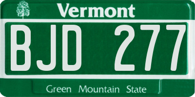 VT license plate BJD277
